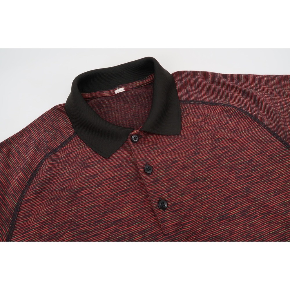 Lululemon Metal Vent Tech Polo Mens Medium Red Black Space Dye Performance Shirt